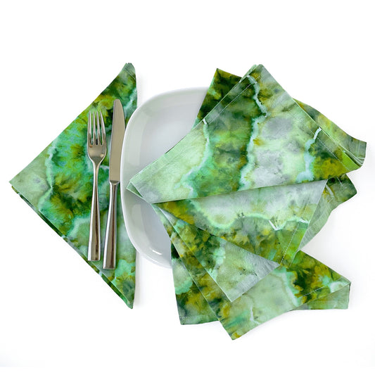 Cotton Dinner Napkins in Green Tie Dye - Sherri O Designs