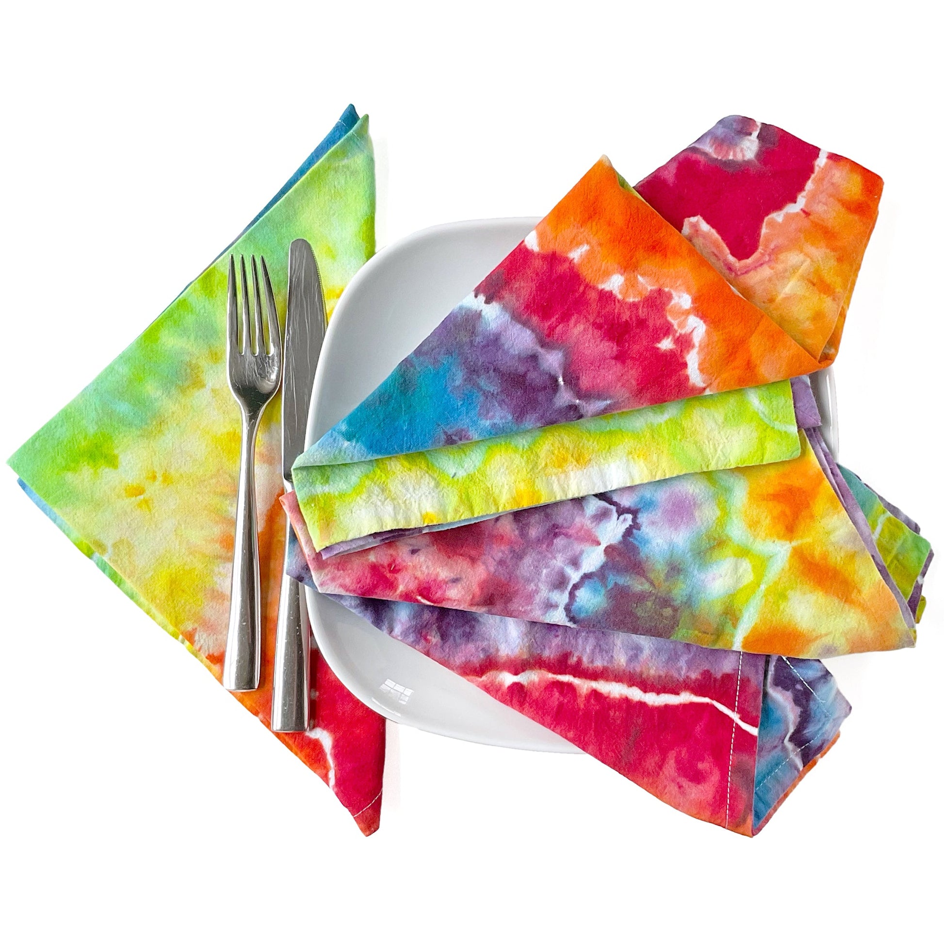 Cotton Dinner Napkins in Rainbow Tie Dye - Sherri O Designs