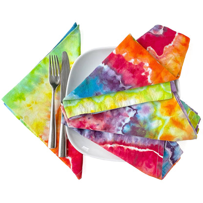 Cotton Dinner Napkins in Rainbow Tie Dye - Sherri O Designs