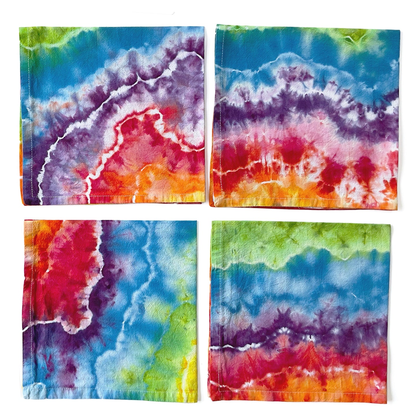 Cotton Dinner Napkins in Rainbow Tie Dye - Sherri O Designs
