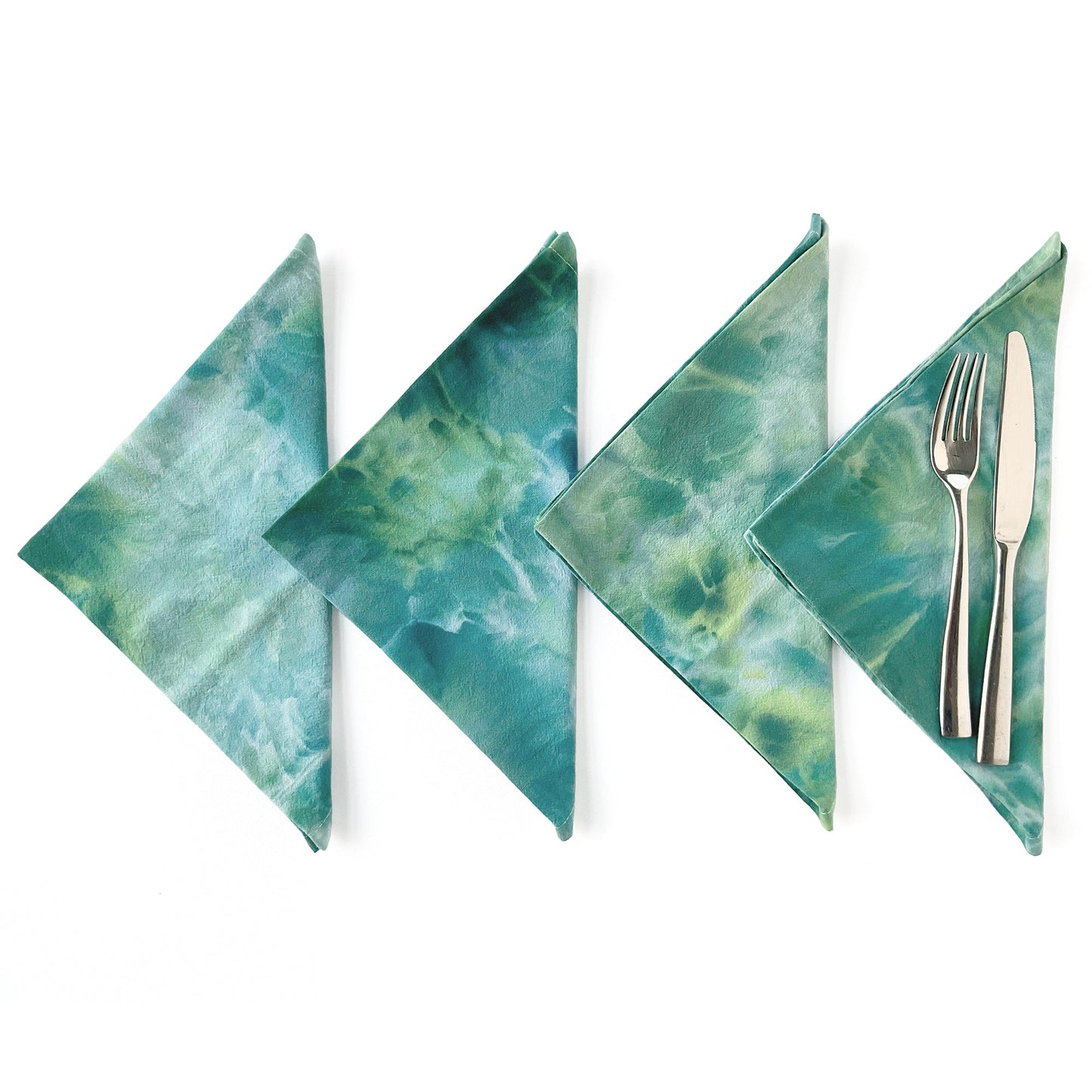 Cotton Dinner Napkins Soft Greens and Blues - Sherri O Designs