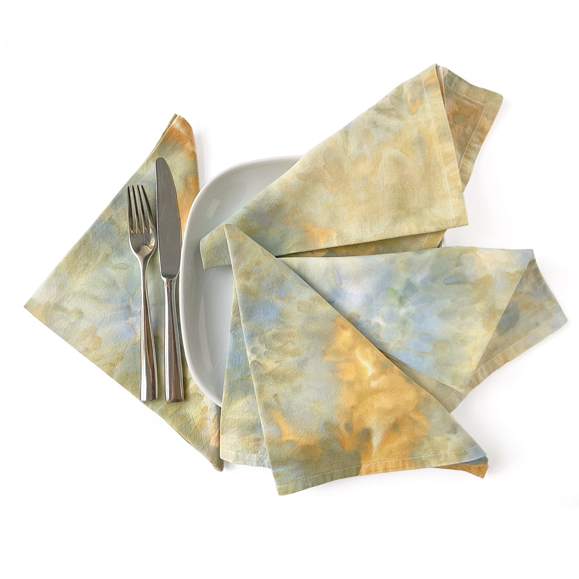 Cotton Dinner Napkins Soft Yellows and Greens - Sherri O Designs