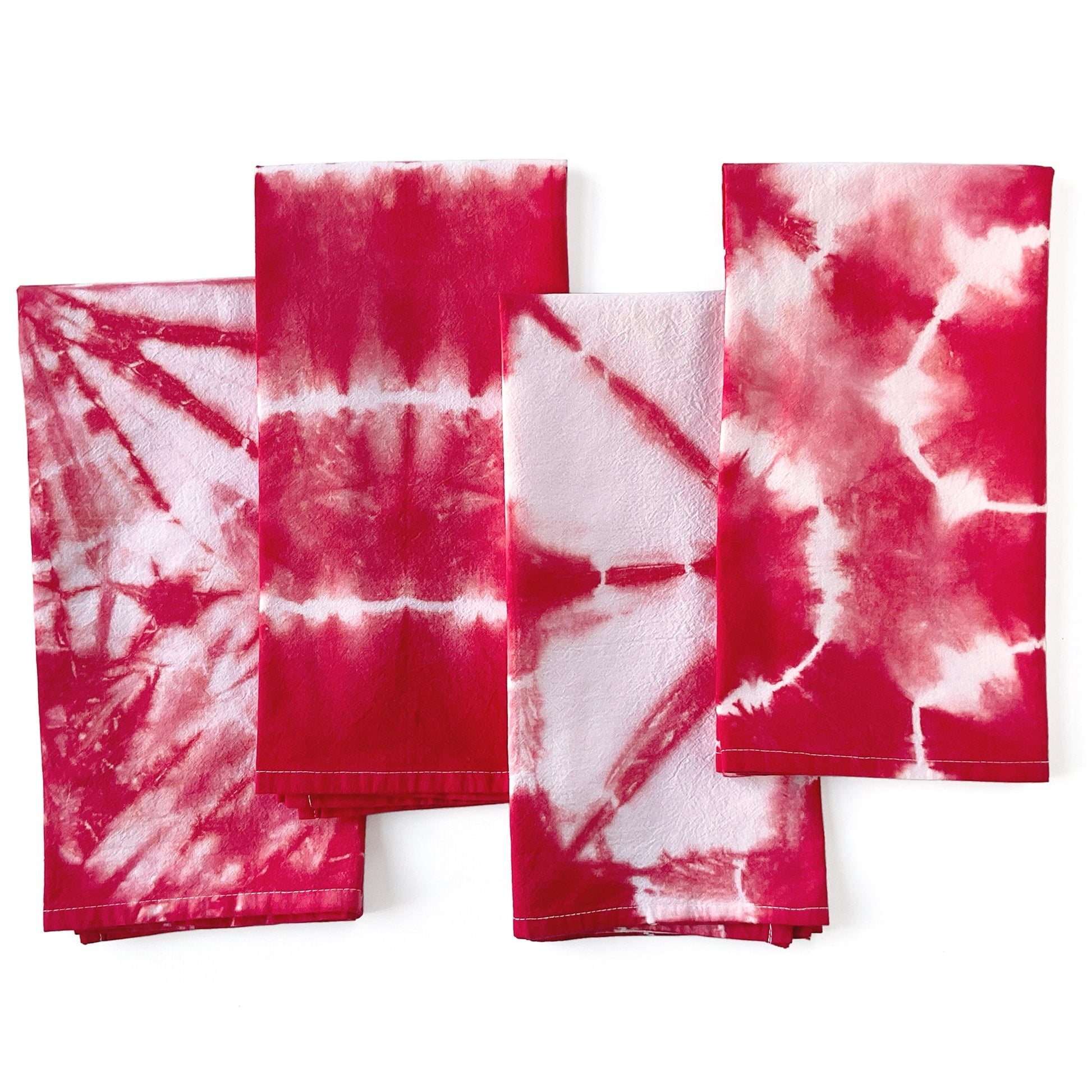 Red Shibori Kitchen Towels - Sherri O Designs