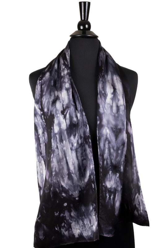 Black and White Silk Charmeuse Scarf - Sherri O Designs