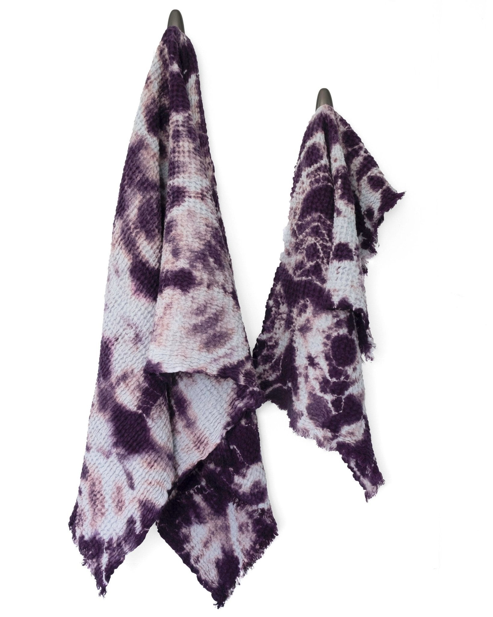 Cozy Waffle Bath Towels in Purple Shibori - Sherri O Designs