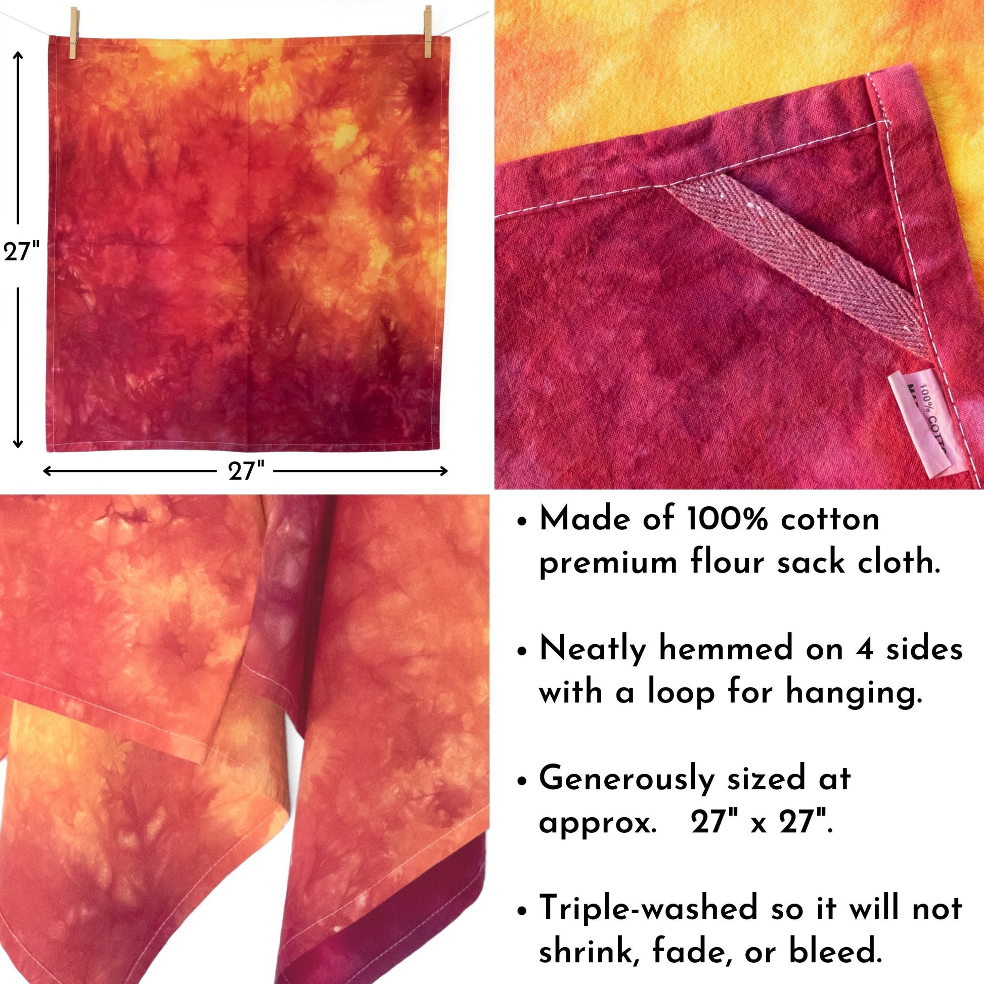 Flour Sack Tea Towels in Fire Red - Sherri O Designs