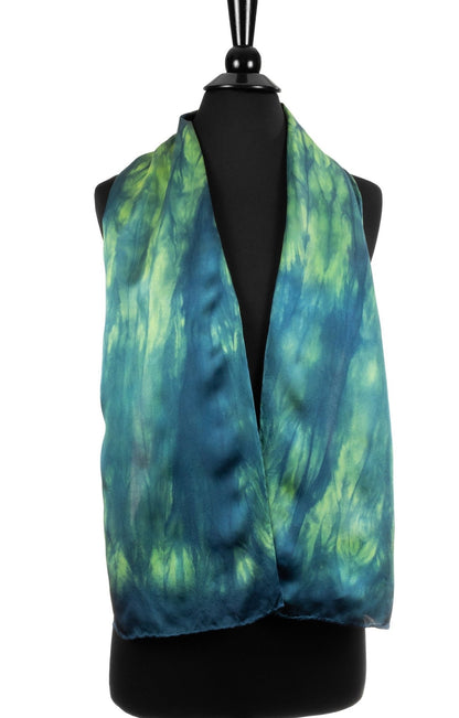 Green and Teal Silk Scarf - Sherri O Designs