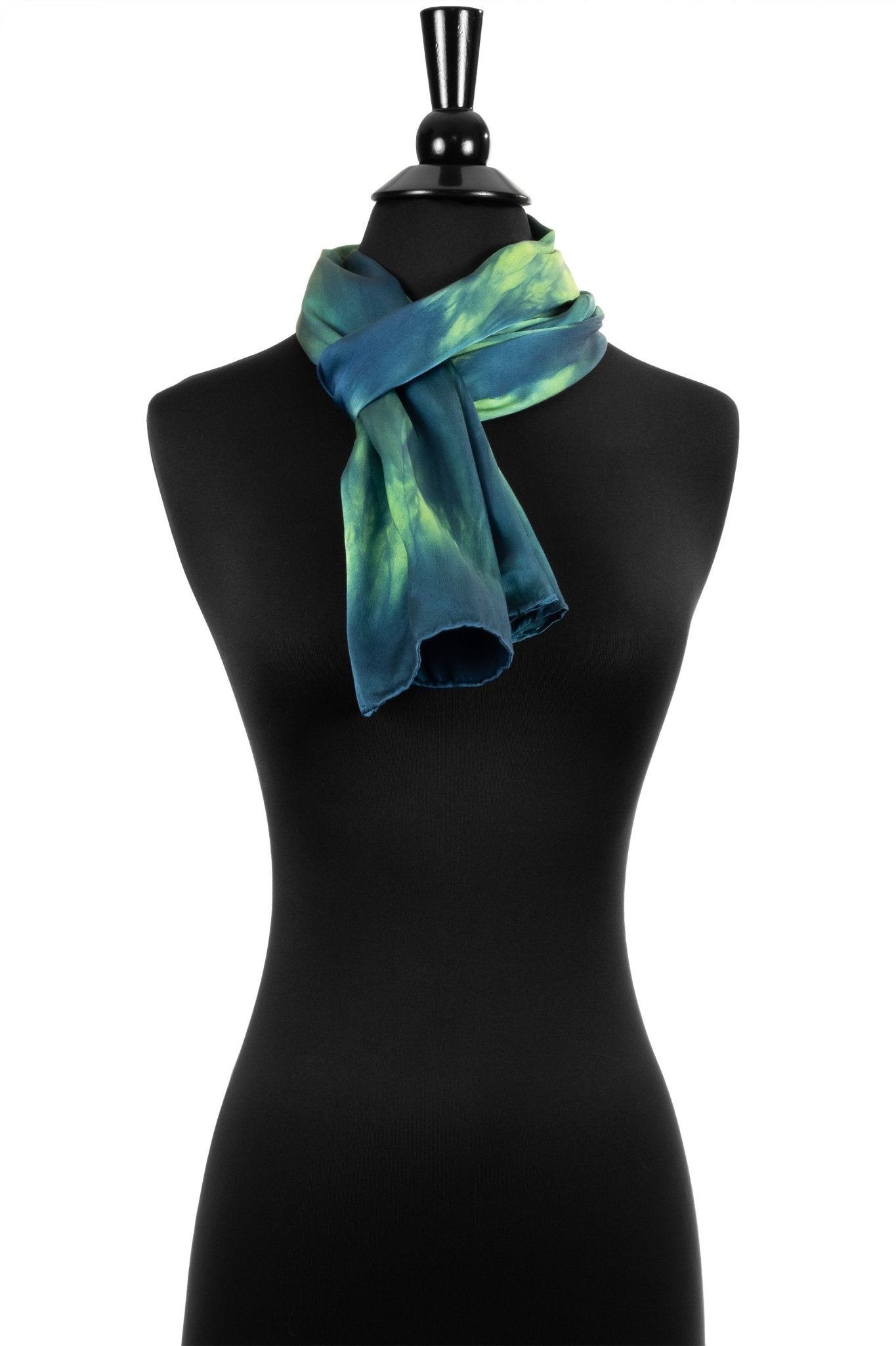 Green and Teal Silk Scarf - Sherri O Designs