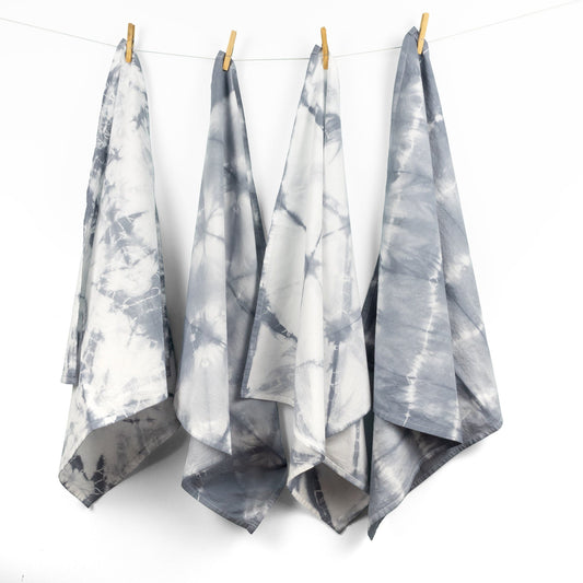 Grey Shibori Flour Sack Tea Towels - Sherri O Designs