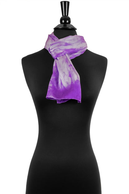 Purple and White Silk Scarf - Sherri O Designs