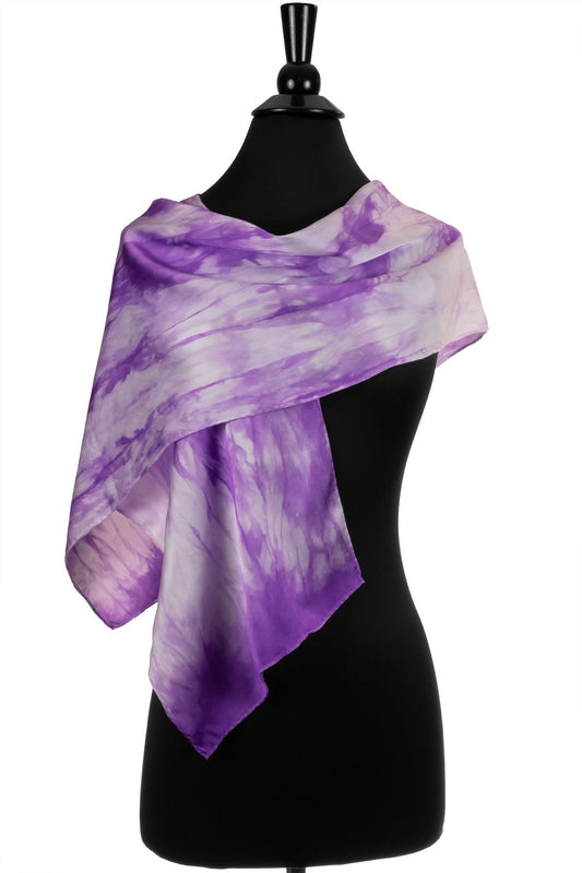 Purple and White Silk Scarf - Sherri O Designs