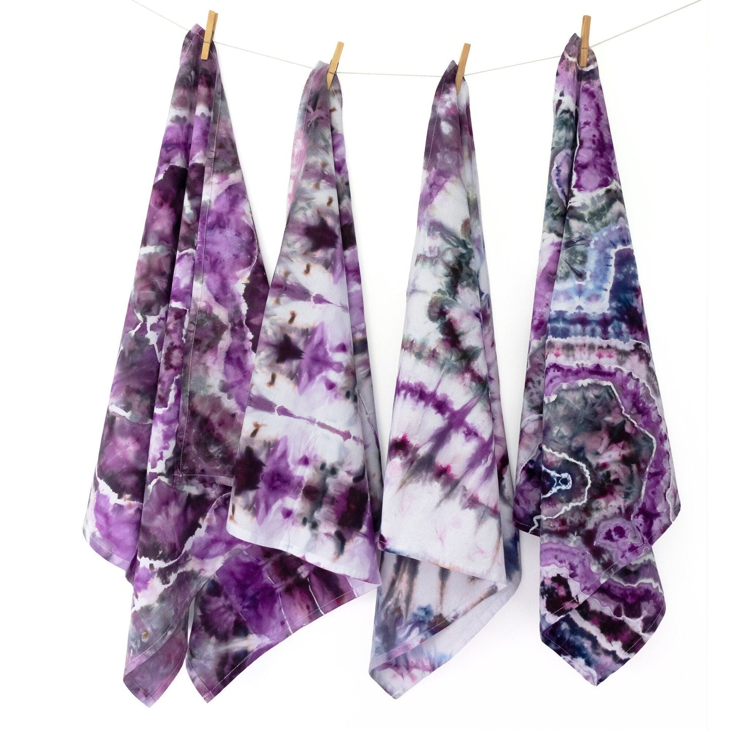 Purple Tie Dye Flour Sack Tea Towels - Sherri O Designs