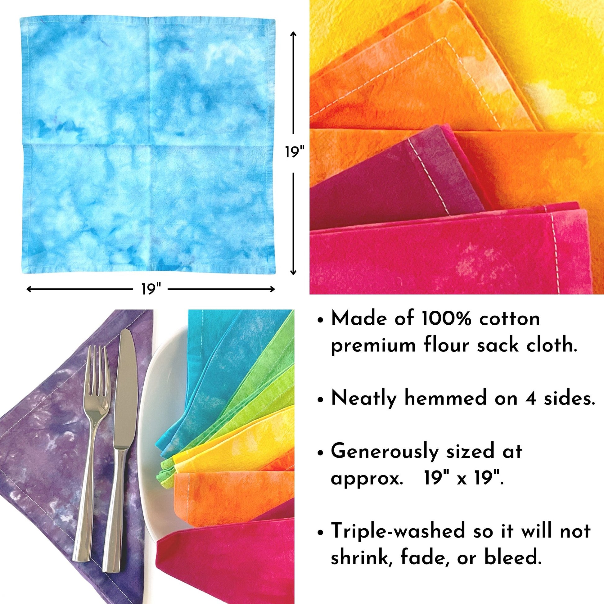 Rainbow Flour Sack Napkins - Sherri O Designs