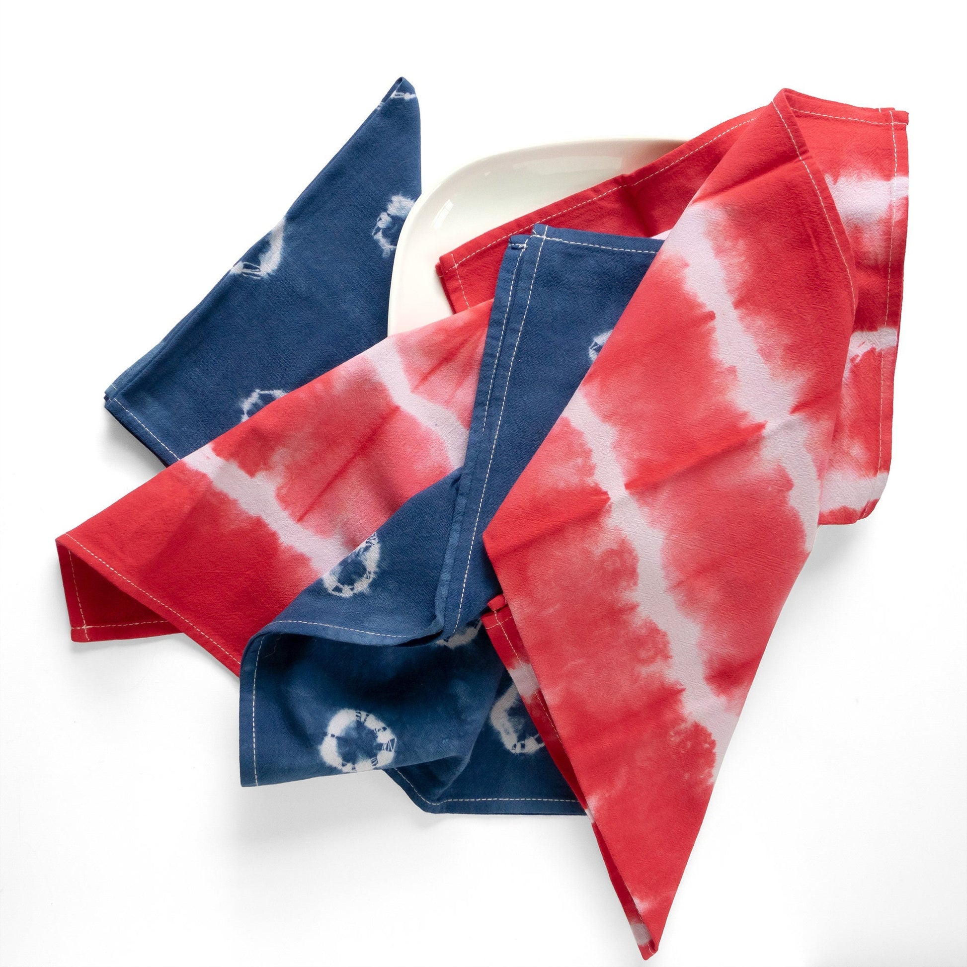 Stars and Stripes Tie Dye Flour Sack Napkins - Sherri O Designs
